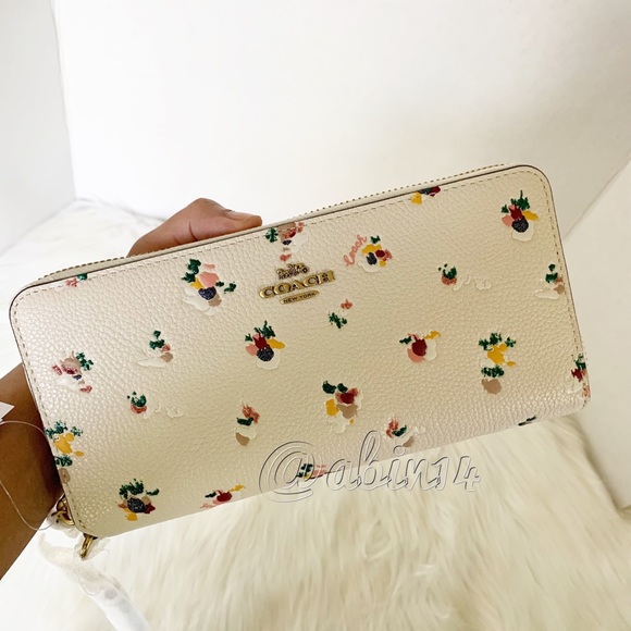 NWT Coach Leather Zip Around Continental Wallet Wristlet with Floral Print - Picture 5 of 6